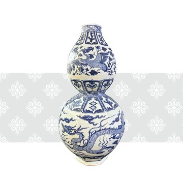 元 青花穿雲龍紋八角葫蘆瓶