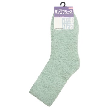 加厚絨素色保暖襪-綠M22cm-26cm