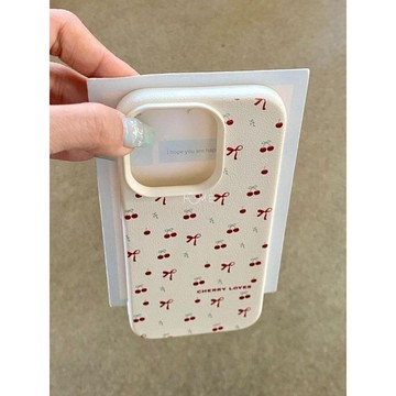 櫻桃蝴蝶結適用蘋果16/15手機殼iPhone13/12新款14promax軟11/XR女8p
