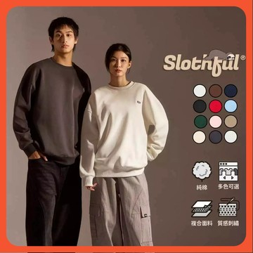【SLOTHFUL®】 刺繡大學T 衛衣 長袖 落肩 OVERSIZE 長袖上衣 大學T 男 大學T 女 大學T 上衣