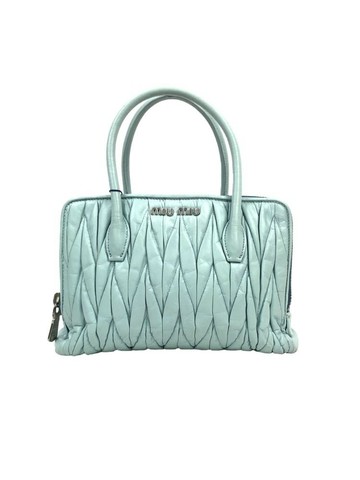 miu miu 藍色 Matelassé 油蠟皮手提包