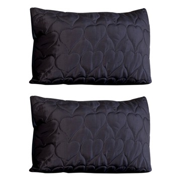 LoveCity 寢城之戀 台灣製 時尚愛心 專利100%防水認證 舖棉保潔枕套  黑色  2個  45 x 75cm