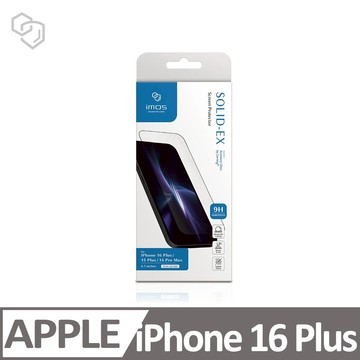 iMos Apple iPhone 16+ 點膠高透2.5D 超細黑邊康寧玻璃螢幕保護貼