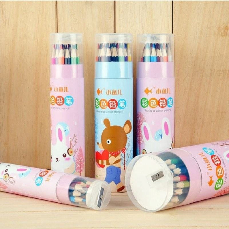 色鉛筆 12色 18色 24色 鉛筆削り付き ステーショナリー 文具 文房具 筒状ケース キッズ 子供 かわいい 通販 Lineポイント最大get Lineショッピング