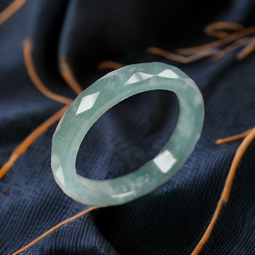 冰藍水鑽石切割面戒指戒圈 | 國際10圍 | 天然緬甸翡翠A貨 | 送禮