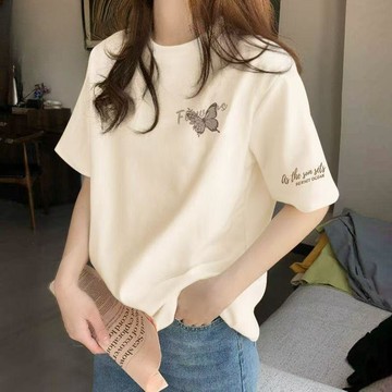 台灣现貨 純棉T恤 夏天上衣 韓版女生上衣 女生短袖 短袖上衣 短袖女 印花T恤女 休閒T恤 大碼短袖 t恤女 圓領短袖