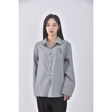 (M) fasion條紋藍色長袖上衣二手衣