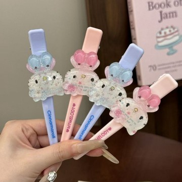 kitty髮夾🎀 甜美碎花kt長夾清透貓咪日系可愛大號鴨嘴夾 kitty髮飾 鯊魚夾 劉海夾 大嘴夾 邊夾 可愛髮夾