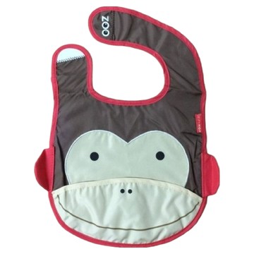 SKIP HOP 動物圍兜 Tuck-Away Bib 柔軟魔鬼氈閉合  猴子  1件  1件