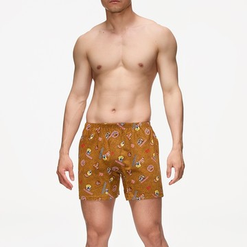 DADADO-達陣衝鋒 4L印花四角男內褲(咖啡) 天然絲光棉-吸濕排汗-GHQ433BR