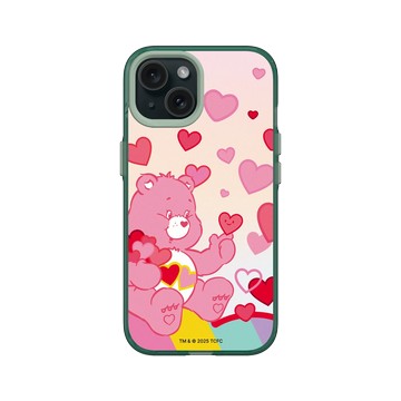 iPhone 15 Clear 憂墨綠 - Care Bears - 愛心滿天
