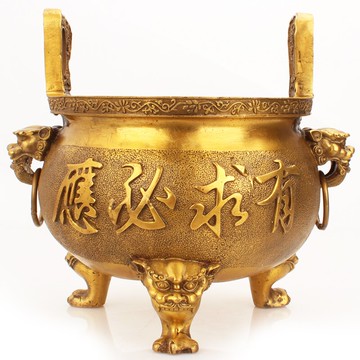 歐圣英有求必應銅香爐擺件家用室內雙耳大小線香供奉財神爺佛像鼎