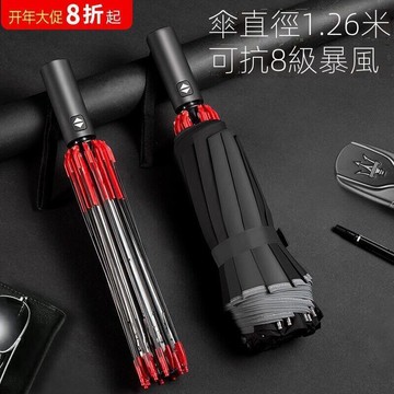 自動摺疊傘 自動傘 晴雨傘12骨車用反向雨傘 摺疊傘 男款大號防曬結實耐用雙人晴雨兩用~淘好貨