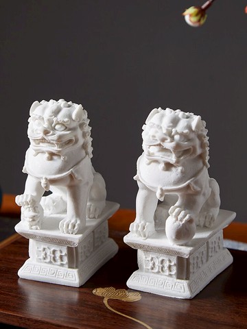 新中式軟裝獅子擺件一對家居客廳高檔裝飾品創意樹脂工藝喬遷禮品