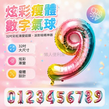 台灣出貨✨ 生日數字氣球 派對場景佈置 周歲慶生裝飾 32寸特厚氣球 兒童拍照道具 彩虹拉旗組合 奶油造型氣球
