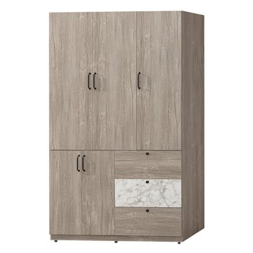 【文創集】美利4尺五門三抽衣櫃/收納櫃-120x55x196cm免組