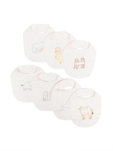 Stella McCartney Kids - animal-embroidered cotton bibs (pack of seven) - kids - Cotton/Polyester - One Size - White