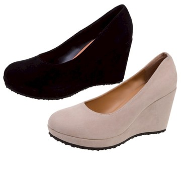 【白鳥麗子】MIT百搭素面絨布防水台楔型包鞋 店長推薦