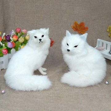 仿真狐貍玩偶 白狐貍狐仙擺件 仿真動物毛絨玩具小狐貍仿真狐仙#囎
