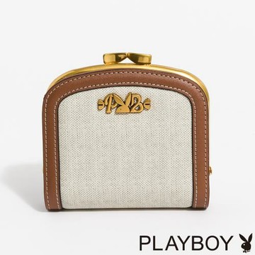 PLAYBOY - 口金短夾  Chic Stroll系列 - 咖色