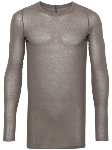 Rick Owens - long-sleeve fine-ribbed T-shirt - men - Viscose/Silk - M - Brown