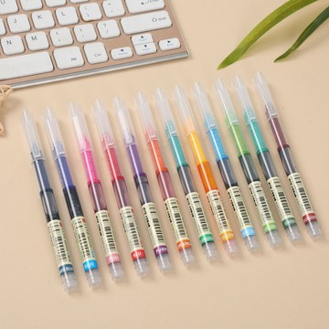 【✨優品特賣】彩色中性筆12色直液式走珠筆 速幹針管頭大容量碳素筆 可DIY