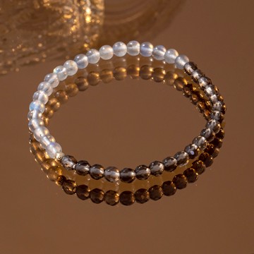 捕夢‧藍光月光石煙水晶天然石手環-E40046