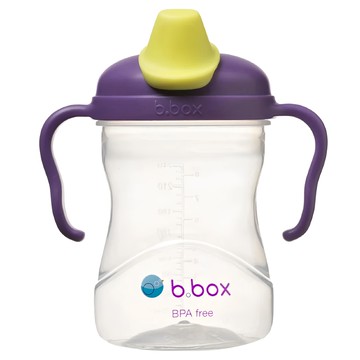 b.box 鴨嘴杯 食品級矽膠 貼合寶寶口腔 溫和呵護寶寶牙齦 鴨嘴蓋設計 雙手柄設計 240ml 4個月以上適用  葡萄紫  1個