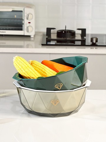 網紅廚房用品雙層洗菜盆瀝水籃家用水果盤收納筐洗水果蔬菜神器