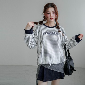 現貨★圓領立體字母車線下擺抽繩上衣(共2色)1202 【NR2447】