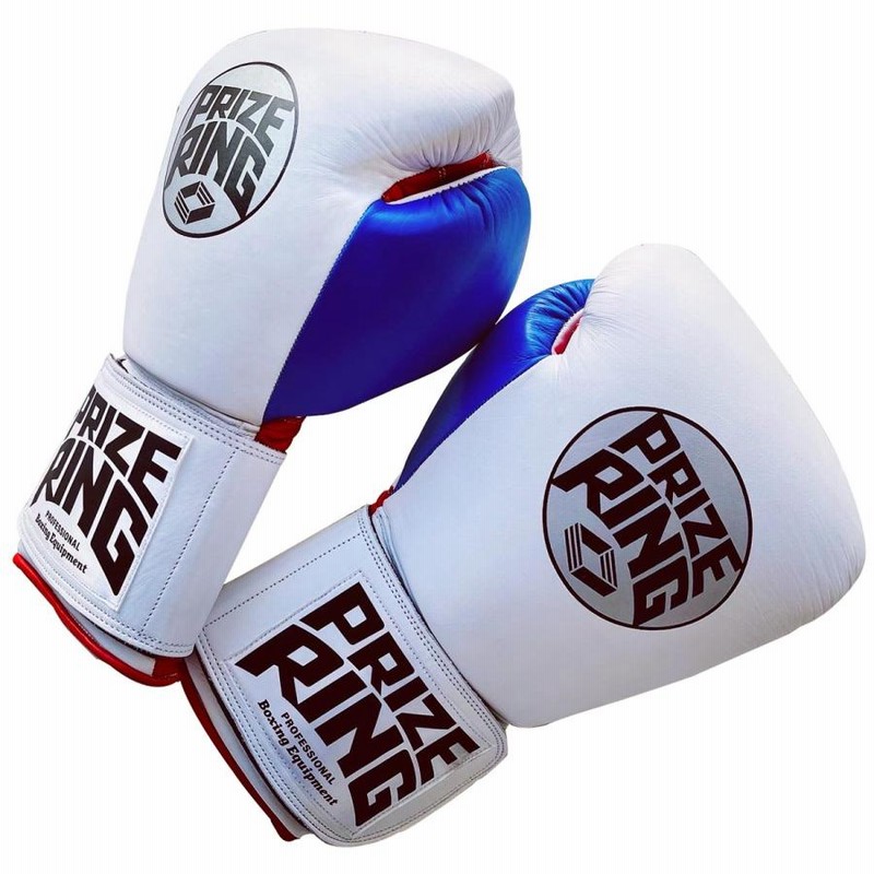 PRIZE RING プロ公式試合用ボクシンググローブ 10oz 青／シルバー