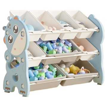 lilikoko 哩哩摳摳 萌鹿鐵桿收納架 組合3  3層  雀羽藍