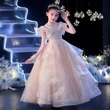 六一女童禮服公主裙洋氣花童蓬蓬紗兒童主持人生日走秀鋼琴演出服