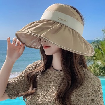 【唯家】防曬空頂太陽帽臉大適合帽子女夏可扎馬尾遮陽出遊2023新款漁夫帽