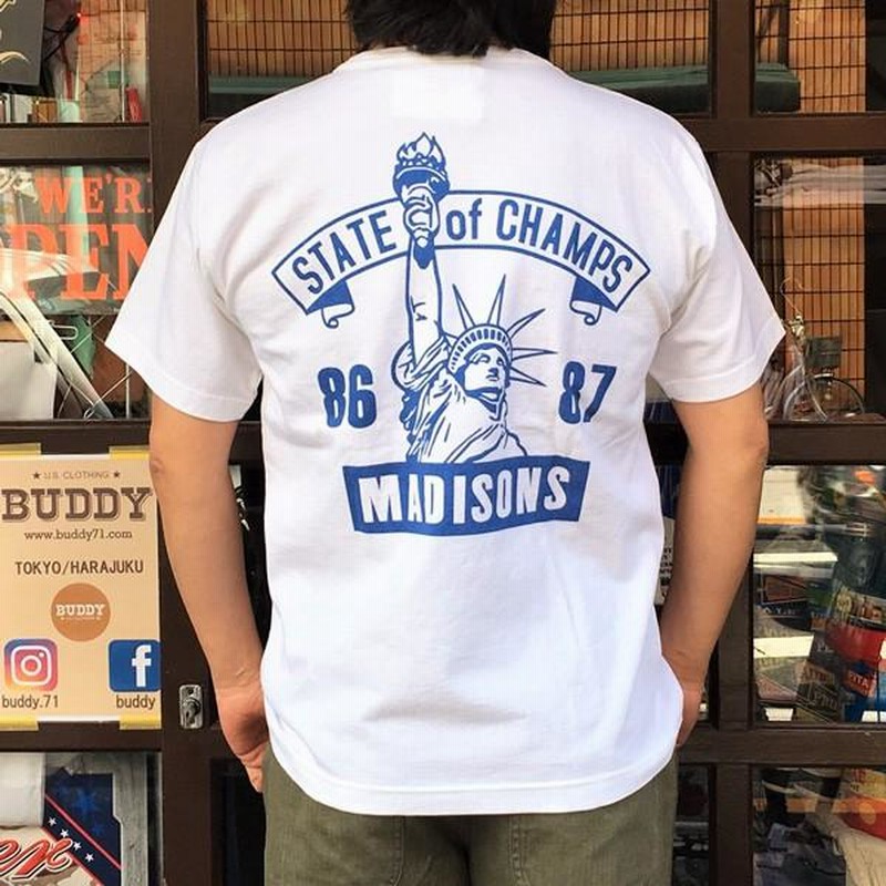 別注 チャンピオン Champion アメリカ製 白 Tシャツ T1011 MADE IN U.S.A. Tシャツ BUDDY別注 NYC  MADISONS ティーテンイレブン ホワイト WHITE アメカジ | LINEブランドカタログ