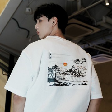 【CREEPS】夕陽如丹 寬鬆重磅印花T恤 210g