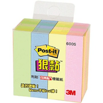 3M 600S 狠黏四色標籤/90張/45×12mm盒