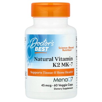 Doctor's Best, 天然維生素 K2 MK-7，含 MenaQ7，45 微克，60 粒素食膠囊