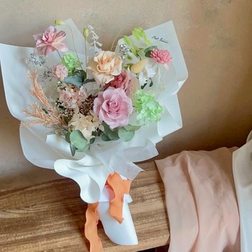 【遇見恆久】綠影花夢永生花花束 含盒