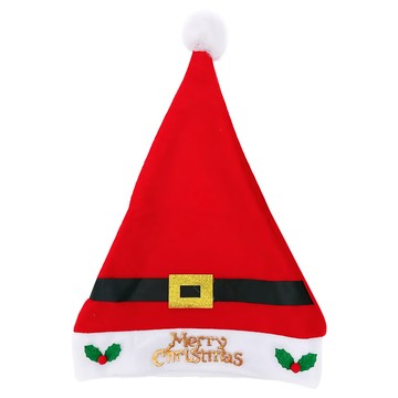 單面絨腰帶英文字帽 聖誕帽 適用年齡3歲以上  1個  紅色