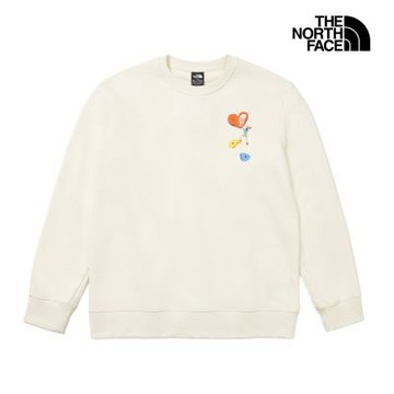【The North Face 官方旗艦】北面男女款米白色長袖大學T｜8GY7QLI