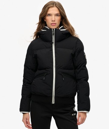 Superdry Women's Hooded Ski Bomber Jacket Black Size: 8