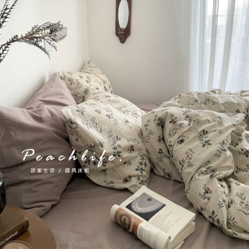 ♡Peachlife.♡「台灣現貨」100%純棉床包 小花床包組 碎花床包 清新床包 森林系床包 純棉花草床包
