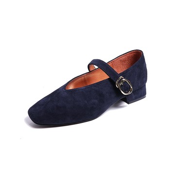 KOKKO古典麂皮V口美型瑪莉珍深藍色