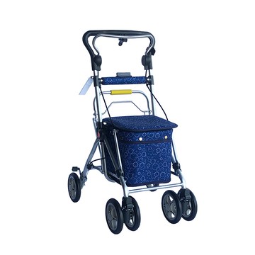 【海夫健康生活館】YL 五段高度調整 煞車 摺疊 步行輔助車 藍底泡泡(NO.335-82)