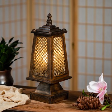 手工實木藤編客廳茶室簡約新中式臺燈復古懷舊竹編編織臥室床頭燈