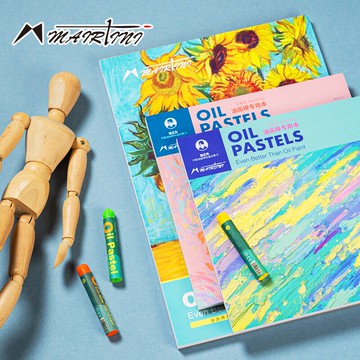 馬蒂尼油畫棒繪畫專用本A4活頁鐵圈空白紙防污彩鉛紙正方形白卡濃彩蠟筆紙顏料棒紙初學者專業本子