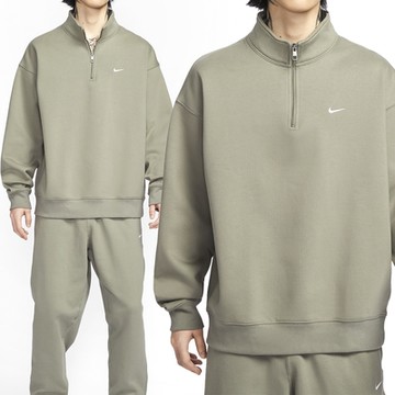 Nike Solo SWSH HW BB QZ Top 男款 綠色 1/4 拉鍊式 微落肩 長袖 DQ5209-320