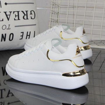 2024夏季新款百搭情侶松糕鞋透氣薄款小白鞋女爆款內增高板鞋女鞋