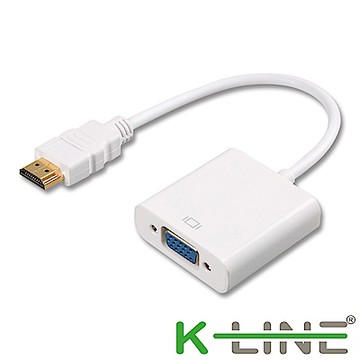 K-Line HDMI 轉 VGA 視頻傳輸線 15cm(白/2入組)